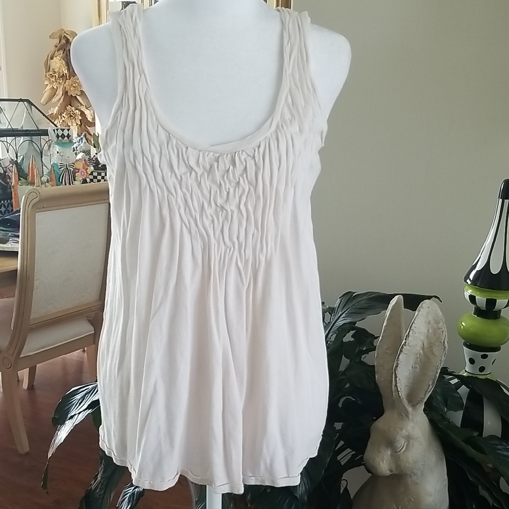 J. Crew Cream Gathered Scoop Neck Tank